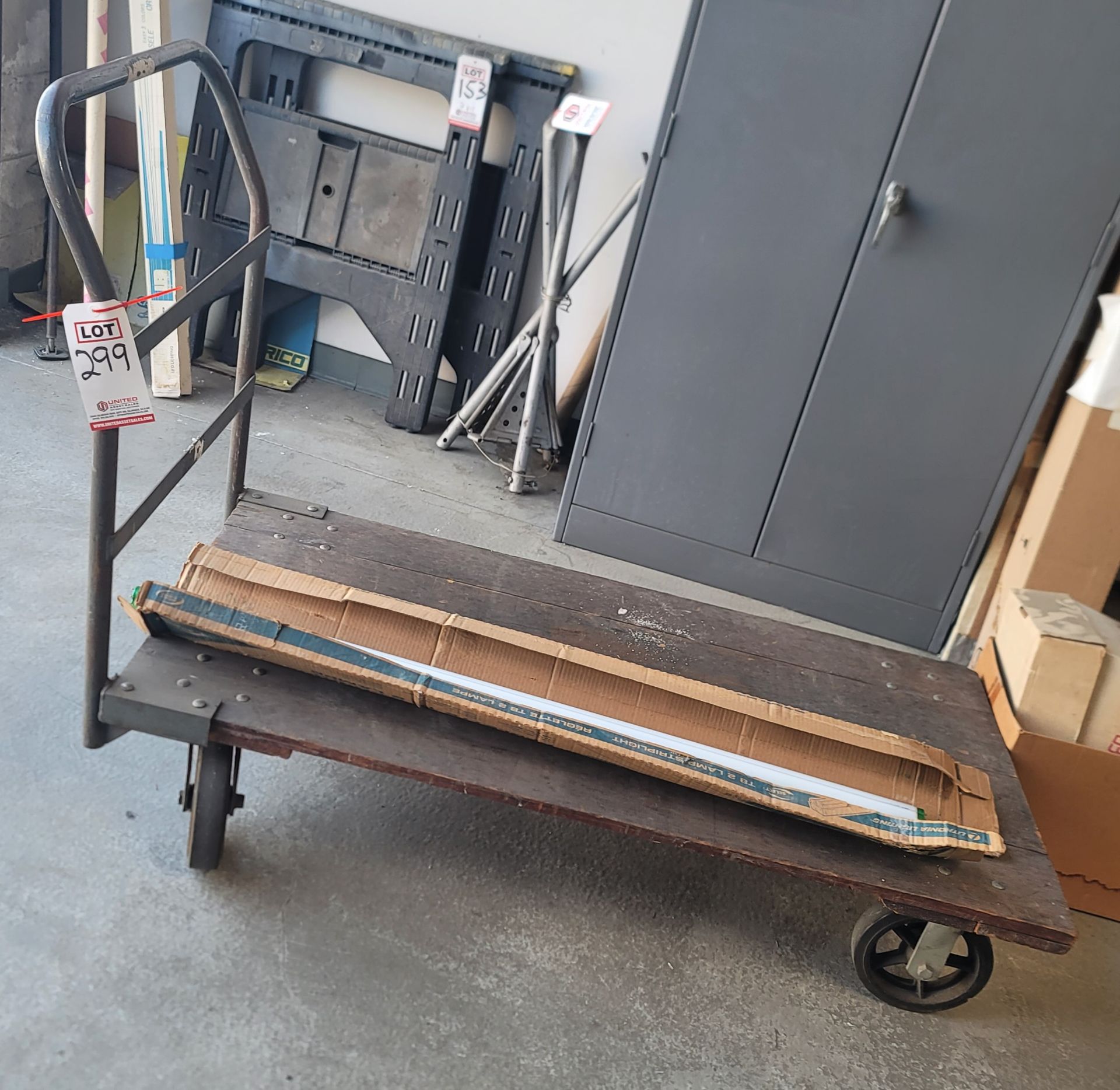 FLAT CART W/ 27" X 54" WOOD PLATFORM BASE, CONTENTS NOT INCLUDED