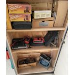 LOT - CONTENTS ONLY OF BOTTOM (3) SHELVES, TO INCLUDE: MISC. ELECTRICAL TEST EQUIPMENT, (2) 2-WAY