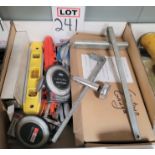 LOT - CONTOUR GAUGE, ANGLE FINDERS, BULLET LEVEL, ETC.