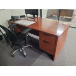 LOT - OFFICE DESK, 6' X 3', W/ CHAIR, CONTENTS NOT INCLUDED