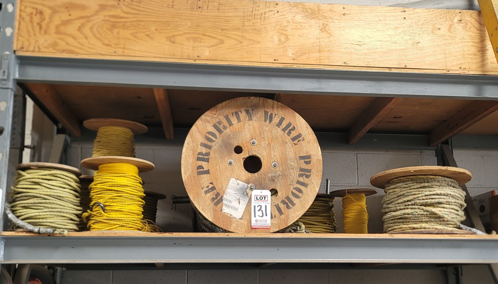 LOT - CONTENTS ONLY OF (1) SHELF, TO INCLUDE: ROPE SPOOLS