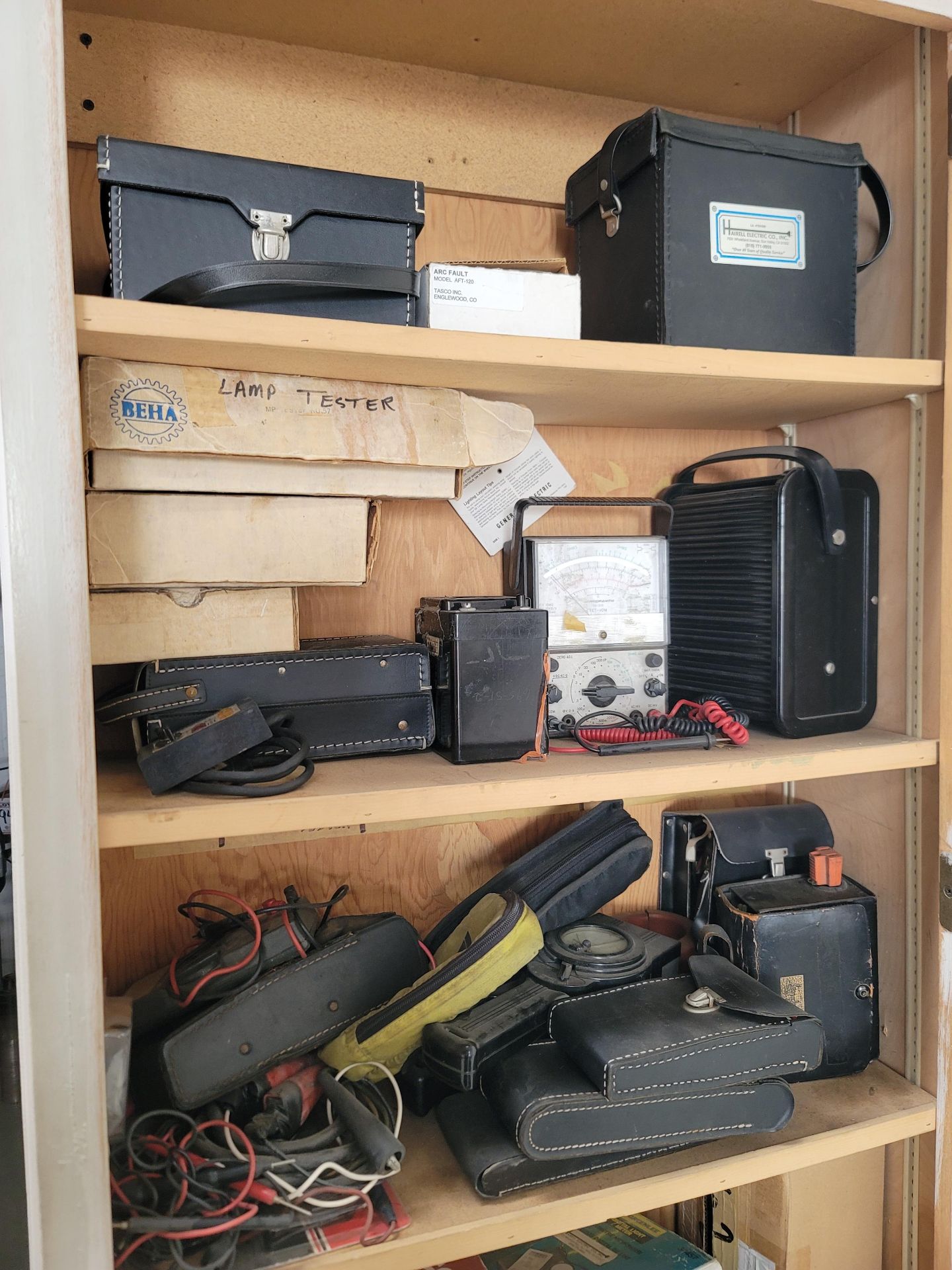 LOT - CONTENTS ONLY OF TOP (3) SHELVES, TO INCLUDE: MISC. ELECTRICAL TEST EQUIPMENT