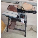 DELTA 6" BELT/9" DISC SANDER, MODEL 31-695, 1/ HP, 120V, SINGLE PHASE, S/N P0107, ON STAND, W/ (2)