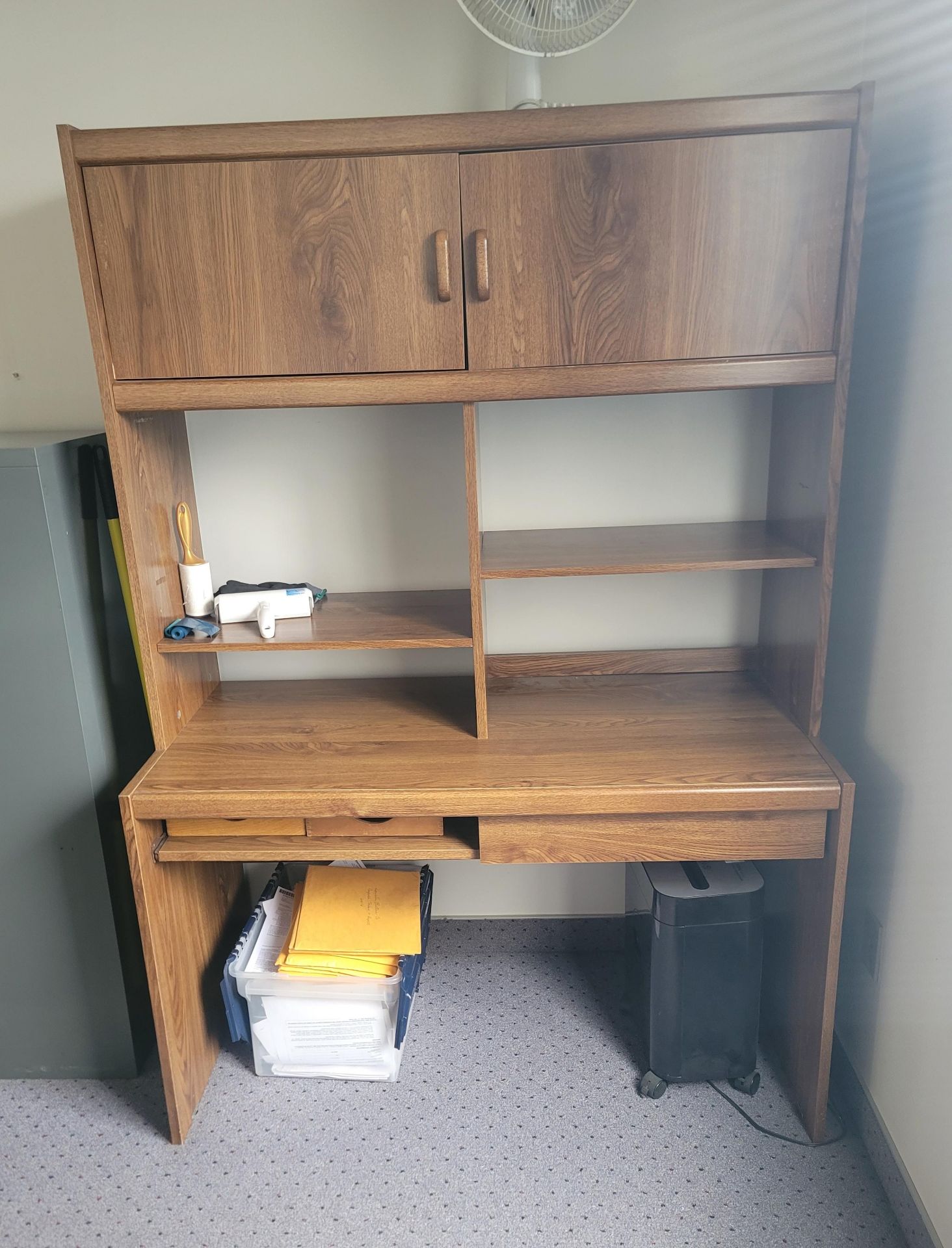 COMPUTER DESK W/ BACK SHELF, 49" X 23" X 71" HT, CONTENTS NOT INCLUDED