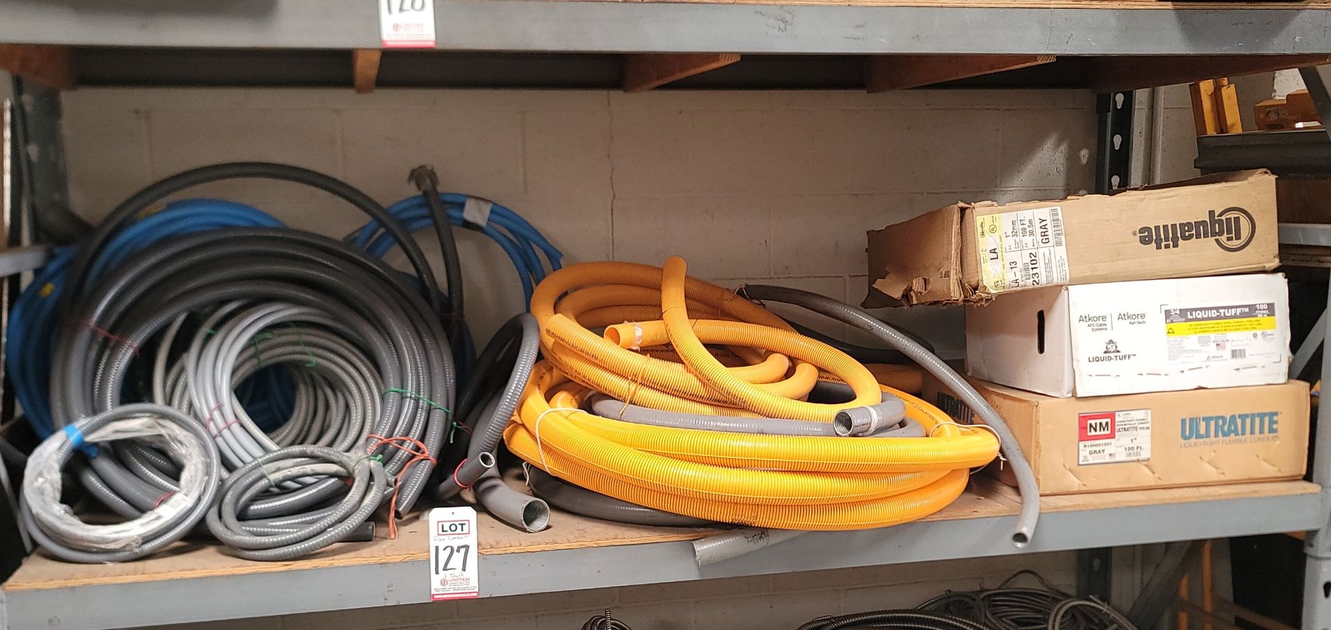 LOT - CONTENTS ONLY OF (1) SHELF, TO INCLUDE: FLEX CONDUIT, WATERTIGHT CONDUIT