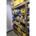 LOT - CONTENTS ONLY OF (1) 5' X 18" X 6' HT SHELF UNIT, TO INCLUDE: CONDUIT HANGERS, CLAMPS, WALL