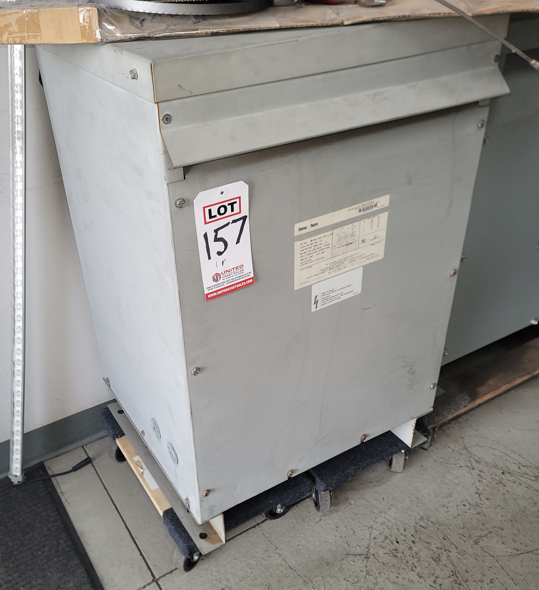 FEDERAL PACIFIC DRY TYPE TRANSFORMER, MODEL 36B, CAT. NO. T242T30S, 30 KVA, 3-PHASE, H.V.: 240, L.