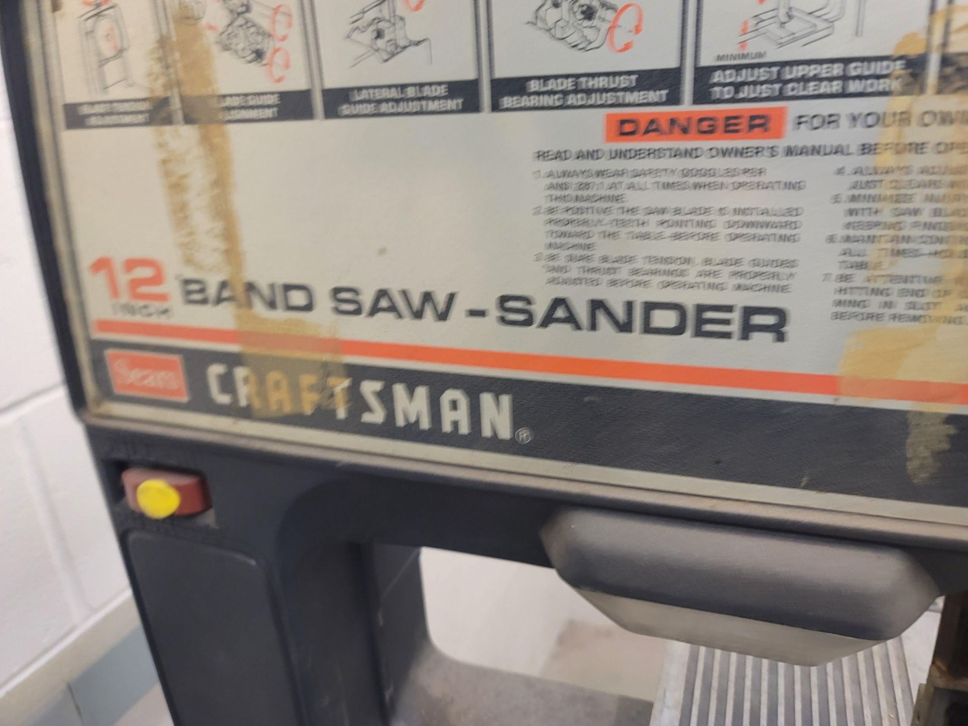 SEARS CRAFTSMAN 12" BAND SAW, MODEL 113.243310, 110V, SINGLE PHASE, S/N 1321.P0220 - Image 2 of 2