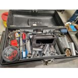 LOT - TOOL BOX, W/ CONTENTS: STANLEY 1/2" RATCHET, CRAFTSMAN 1/2" DRIVE SOCKETS, ETC.