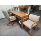 LOT - OFFICE DESK, 75" X 23", W/ CHAIR, CONTENTS NOT INCLUDED