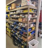 LOT - CONTENTS ONLY OF (1) 5' X 18" X 6' HT SHELF UNIT, TO INCLUDE: PLUGS, RECEPTACLES, HIGH-AMP