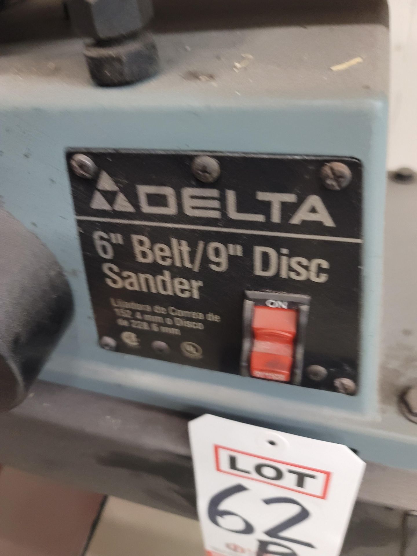 DELTA 6" BELT/9" DISC SANDER, MODEL 31-695, 1/ HP, 120V, SINGLE PHASE, S/N P0107, ON STAND, W/ (2) - Image 2 of 2