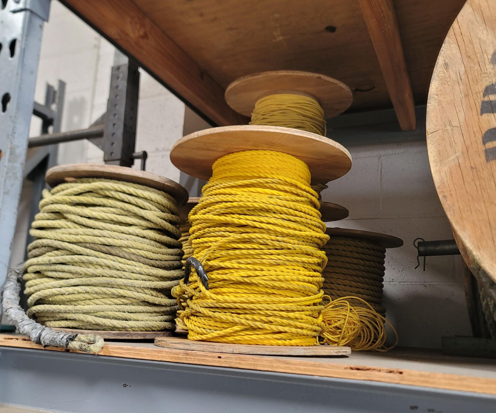 LOT - CONTENTS ONLY OF (1) SHELF, TO INCLUDE: ROPE SPOOLS - Image 2 of 4