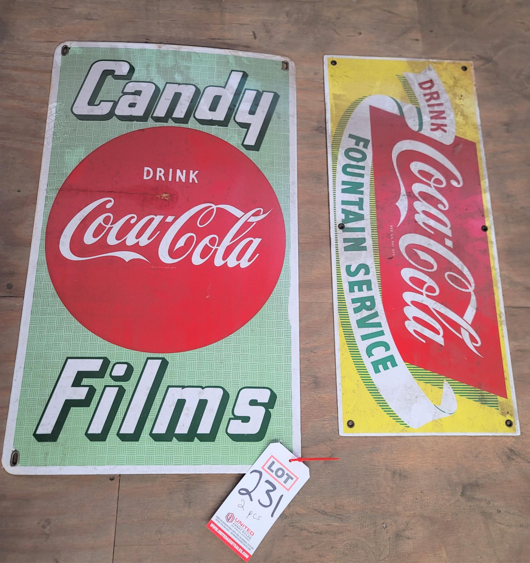 LOT - (2) VINTAGE METAL COCA-COLA SIGNS