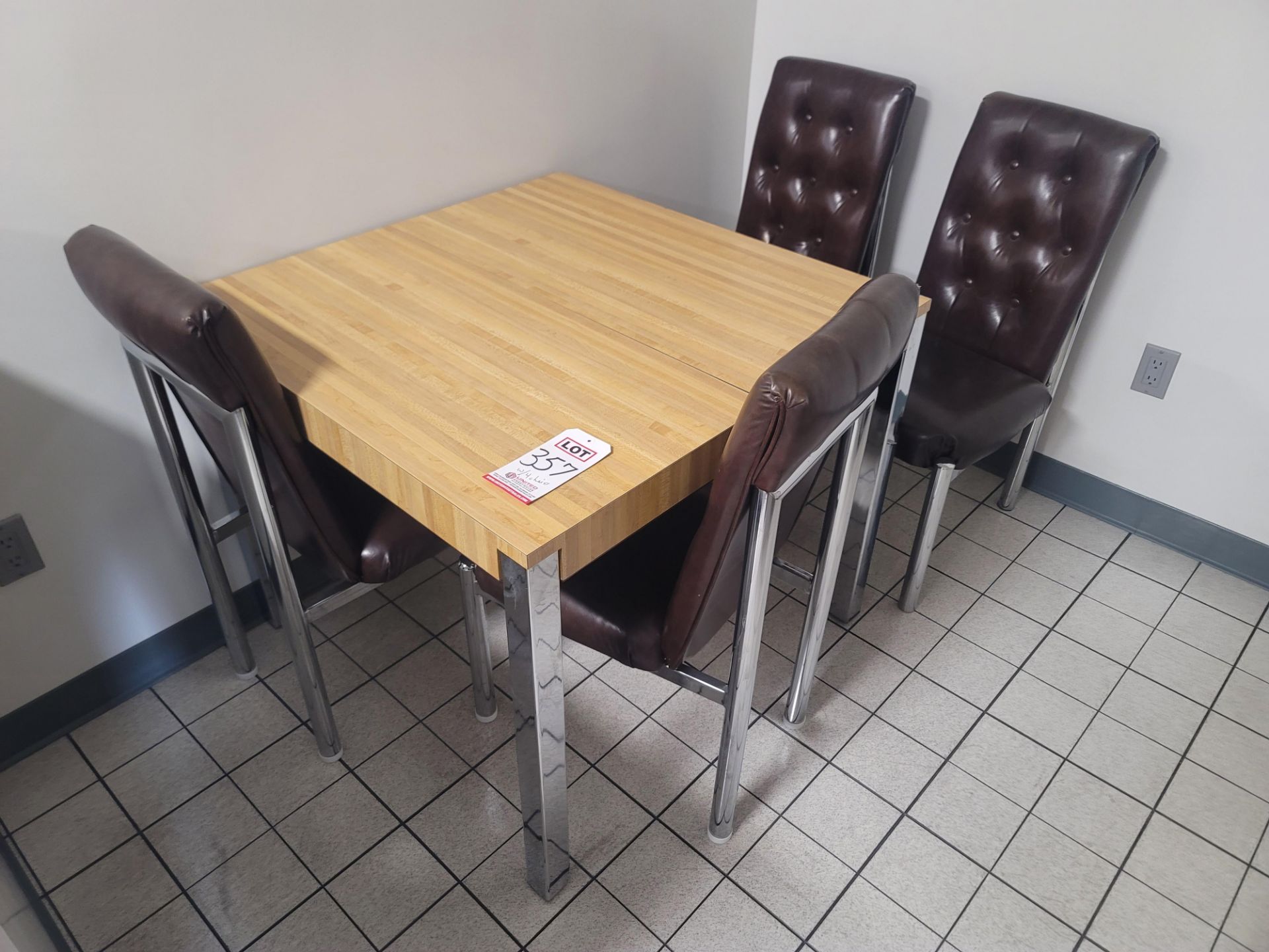 LOT - LUNCH TABLE, 3' X 3', W/ (4) CHAIRS