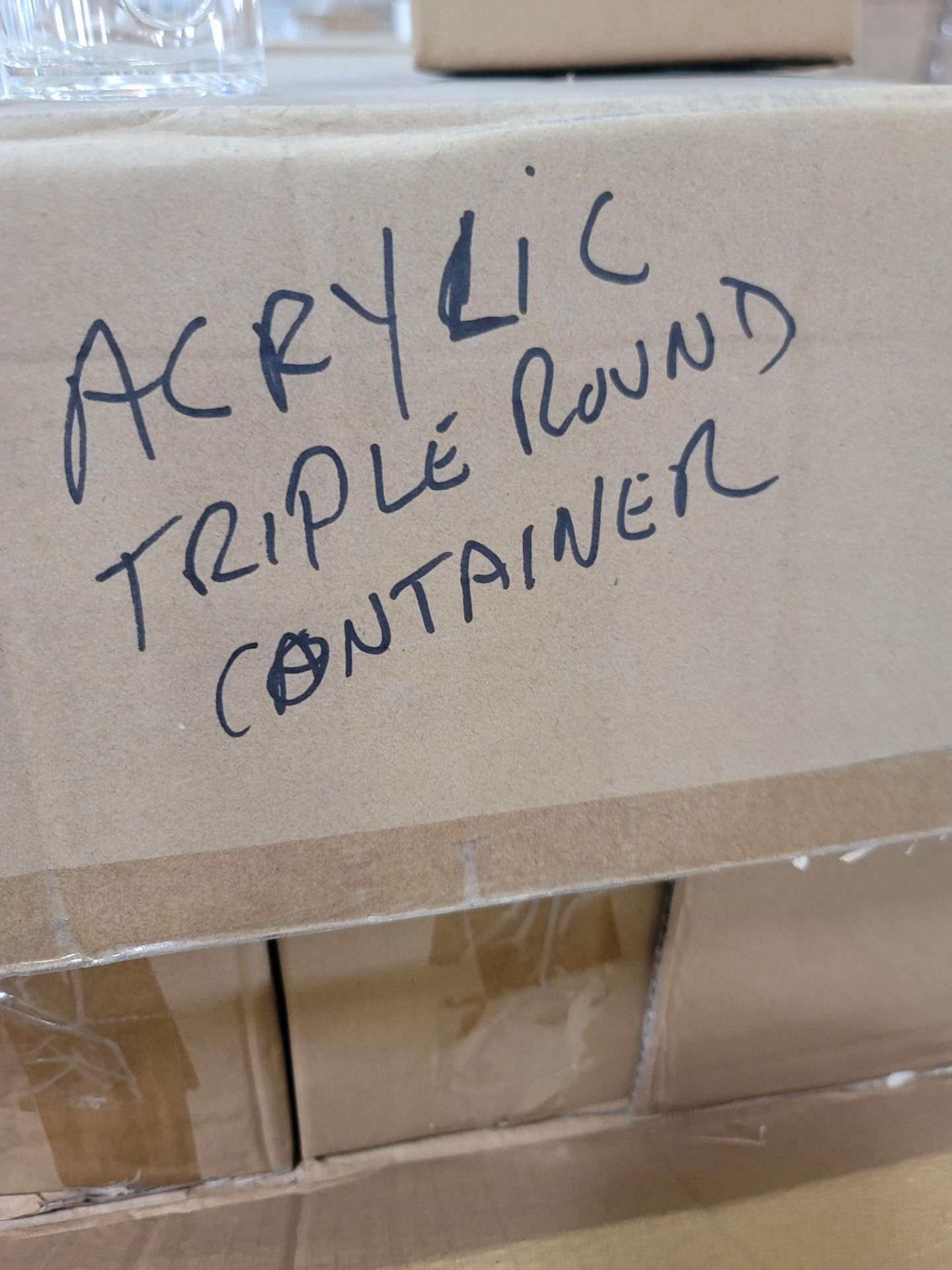 LOT - PALLET OF (288) ACRYLIC TRIPLE ROUND CONTAINER, (12 CASES/24 PER CASE) - Image 2 of 5