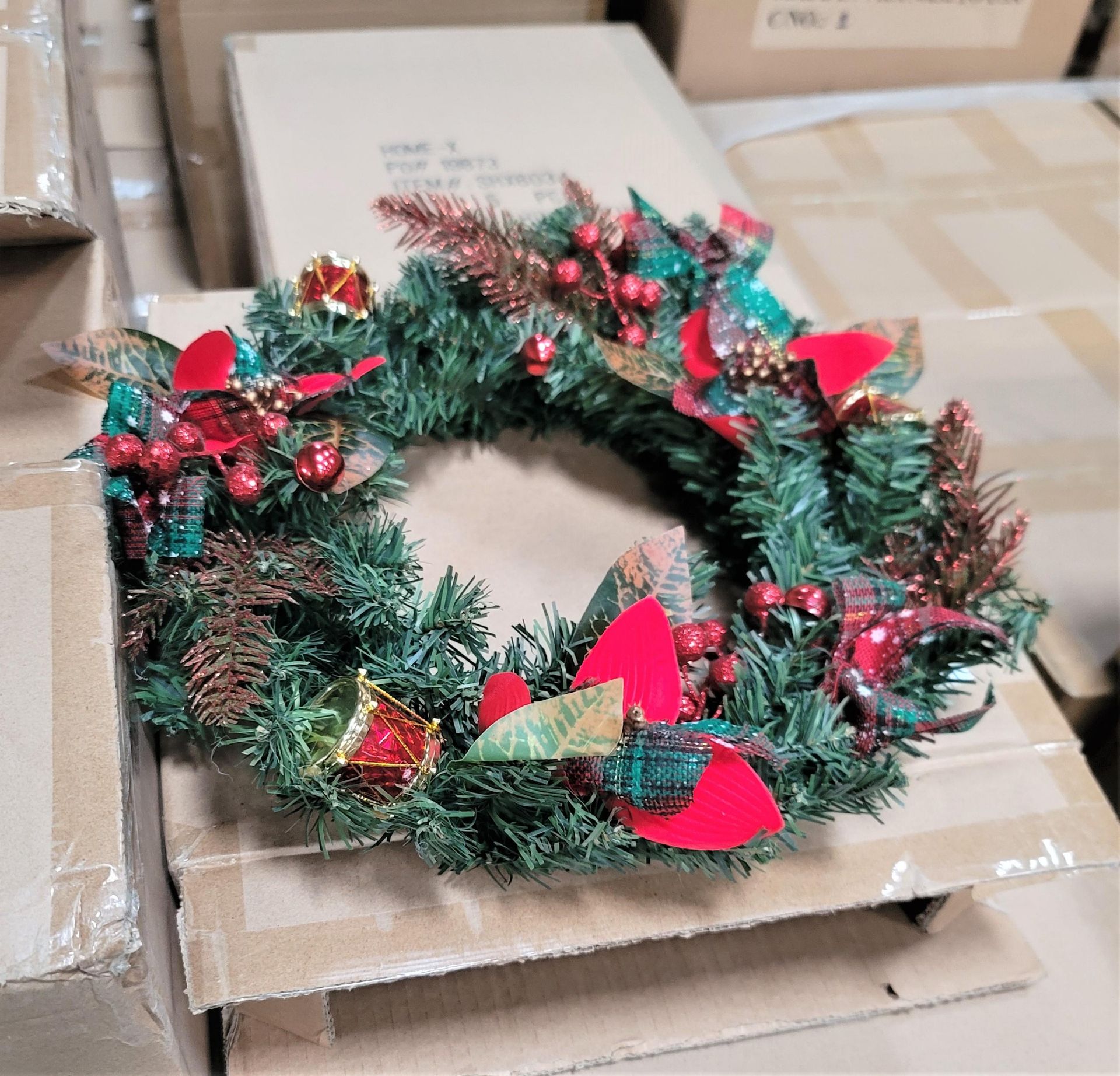 LOT - PALLET OF (45) 16" CHRISTMAS WREATH, (9 CASES/5 PER CASE)