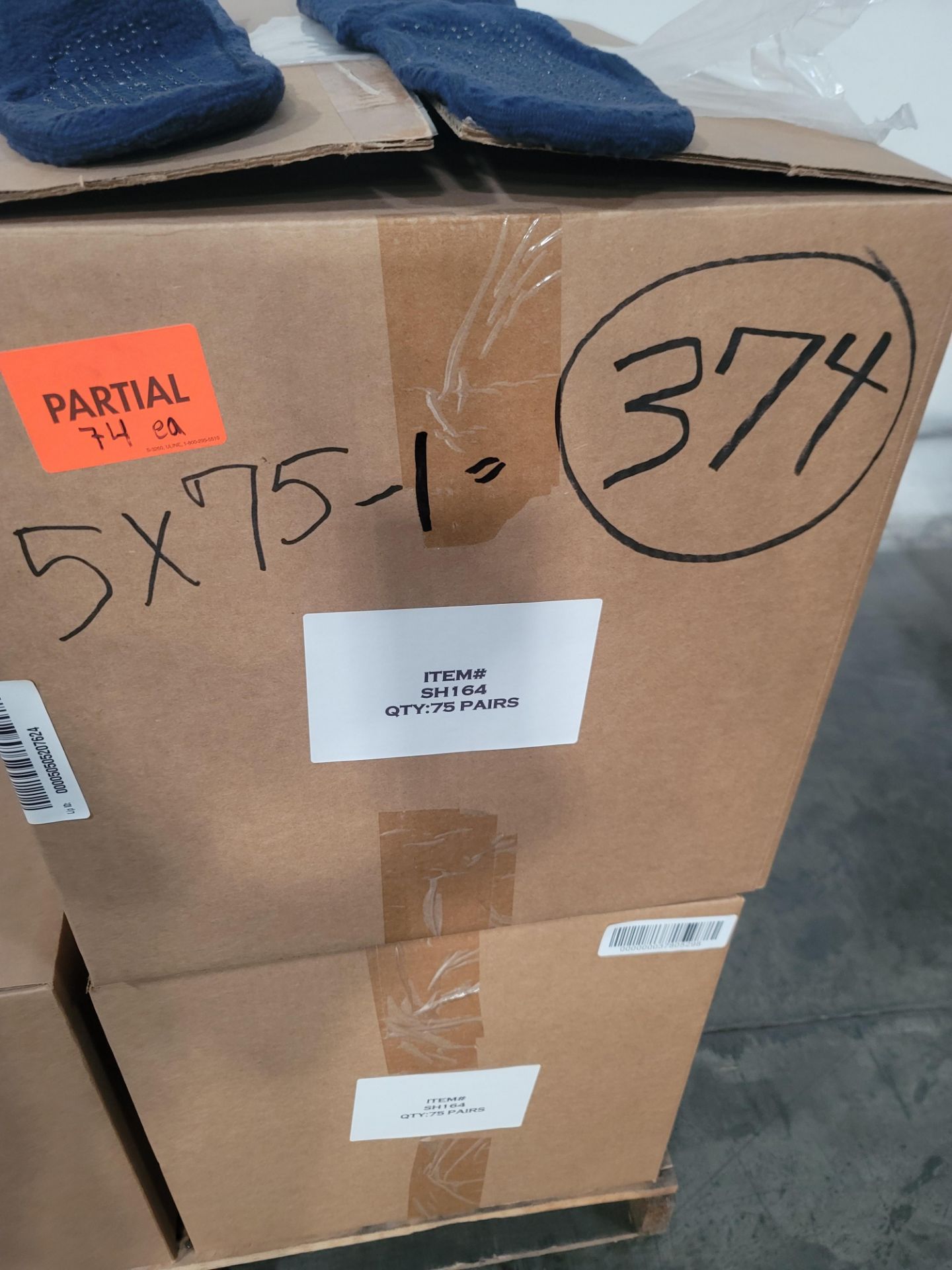 LOT - PALLET OF (374) PAIRS OF ADULT NON-SKID SLIPPER SOCKS, (5 CASES/75 PAIR PER CASE, (1) CASE - Image 2 of 3