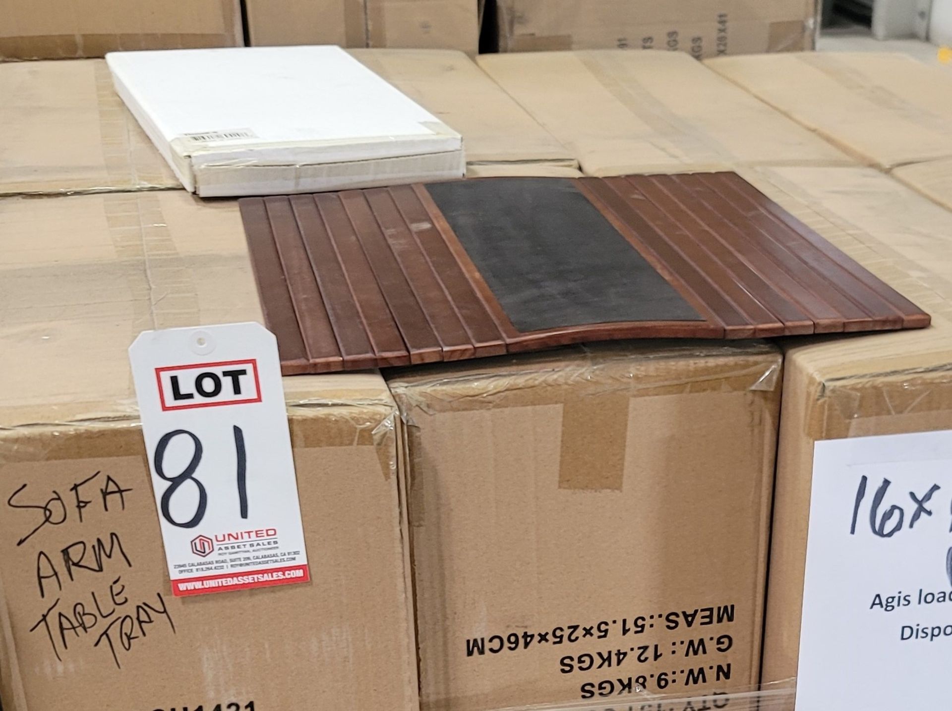 LOT - PALLET OF (240) SOFA ARM TRAY TABLE, (16 CASES/15 PER CASE)