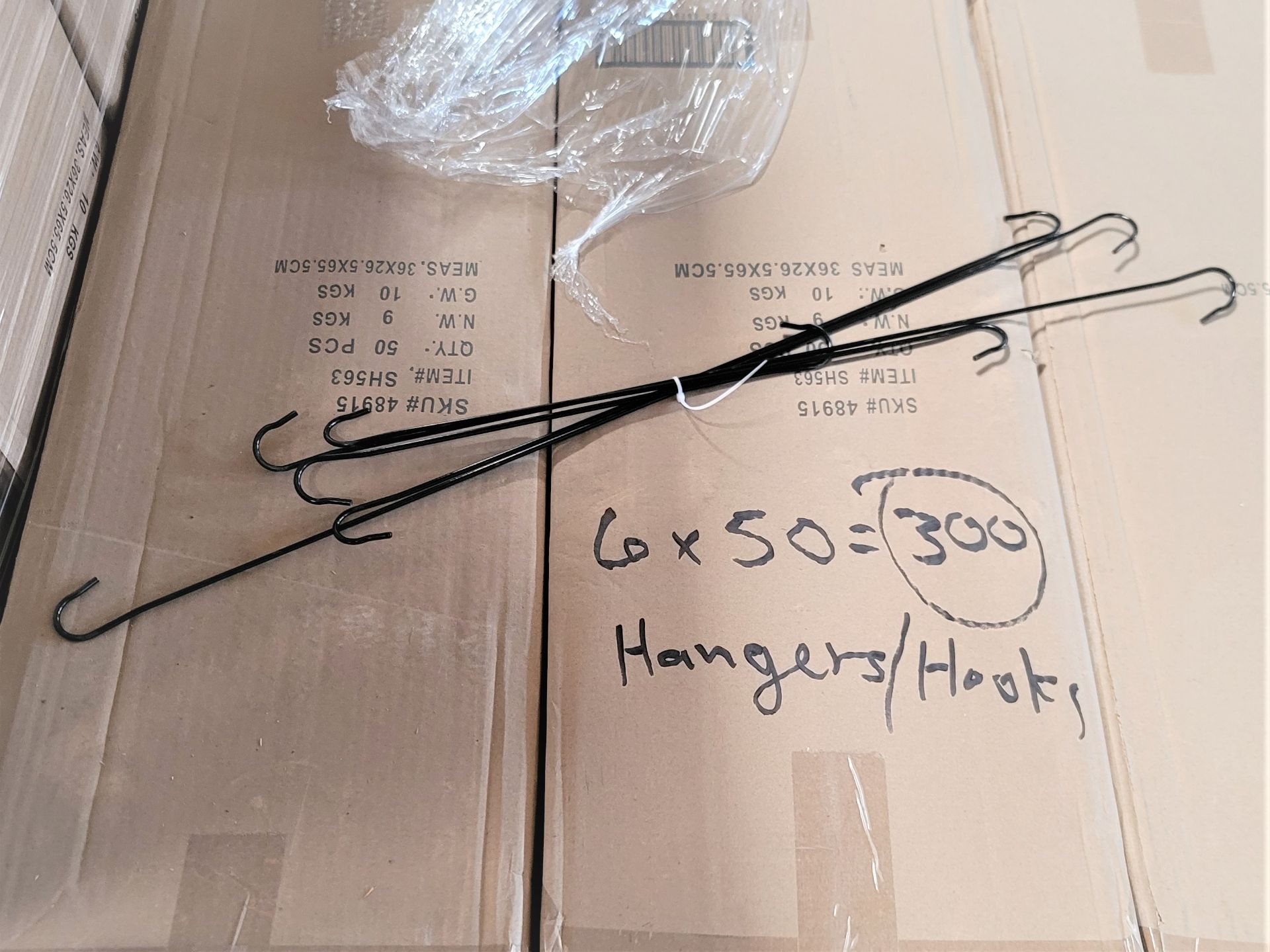 LOT - PALLET OF (300) 5-PC HOOK HANGERS, (6 CASES/50 SETS PER CASE)