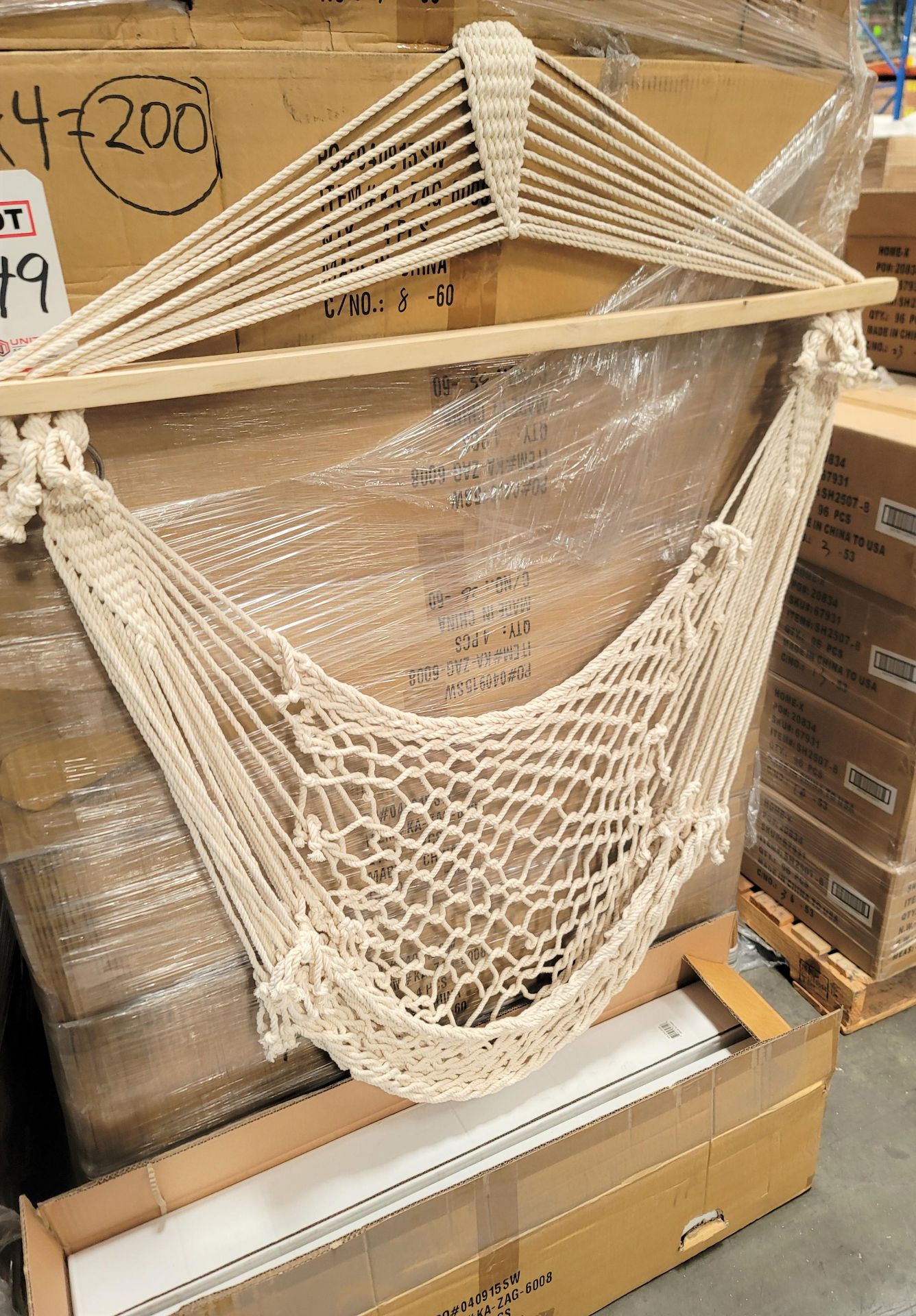 LOT - PALLET OF (200) COTTON HAMMOCK CHAIR, (50 CASES/4 PER CASE)