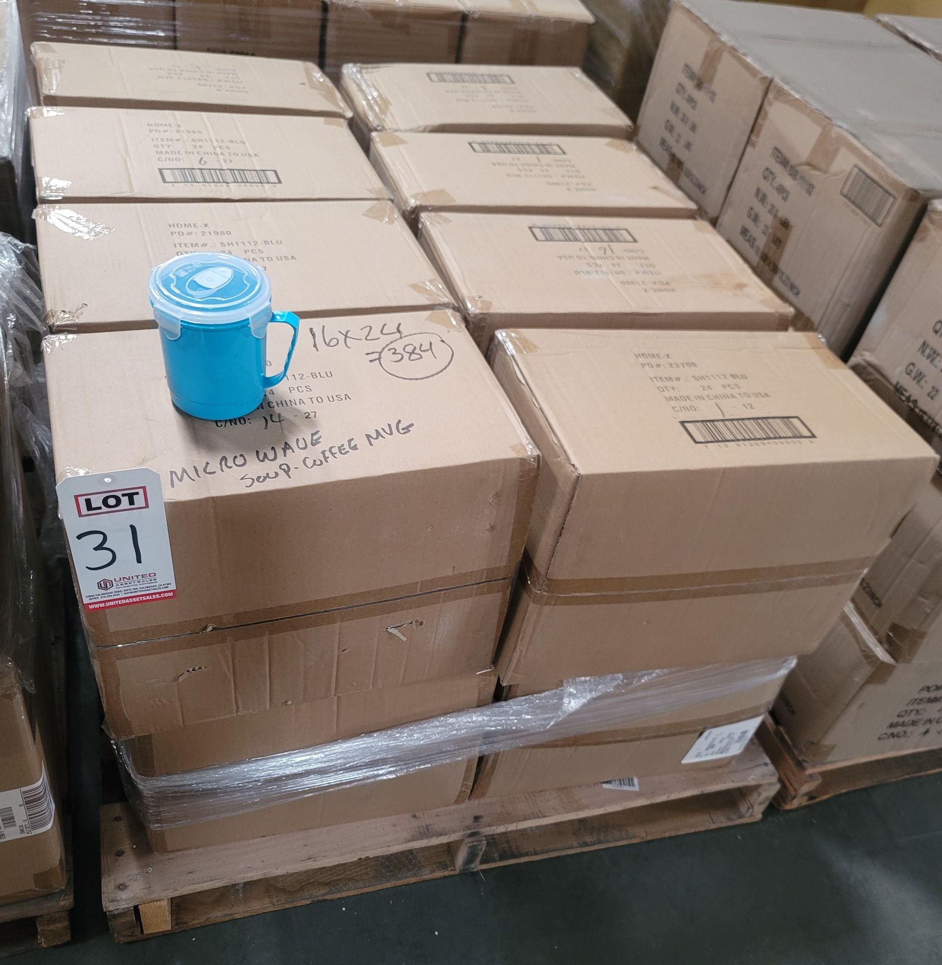 LOT - PALLET OF (384) MICROWAVE SOUP/COFFEE MUG W/ VENTED LID, (16 CASES/24 PER CASE) - Image 3 of 3