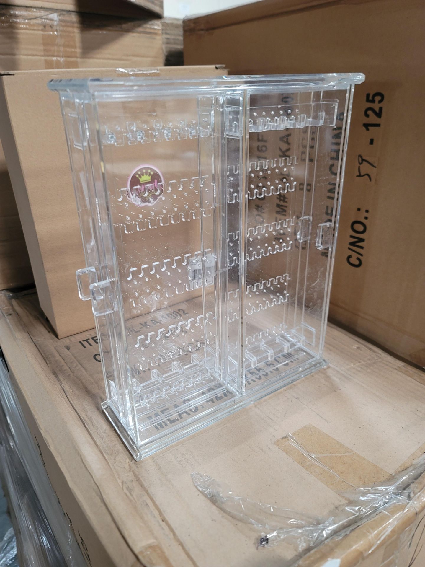 LOT - PALLET OF (192) ACRYLIC EARRING & NECKLACE HOLDER, (24 CASES/8 PER CASE)