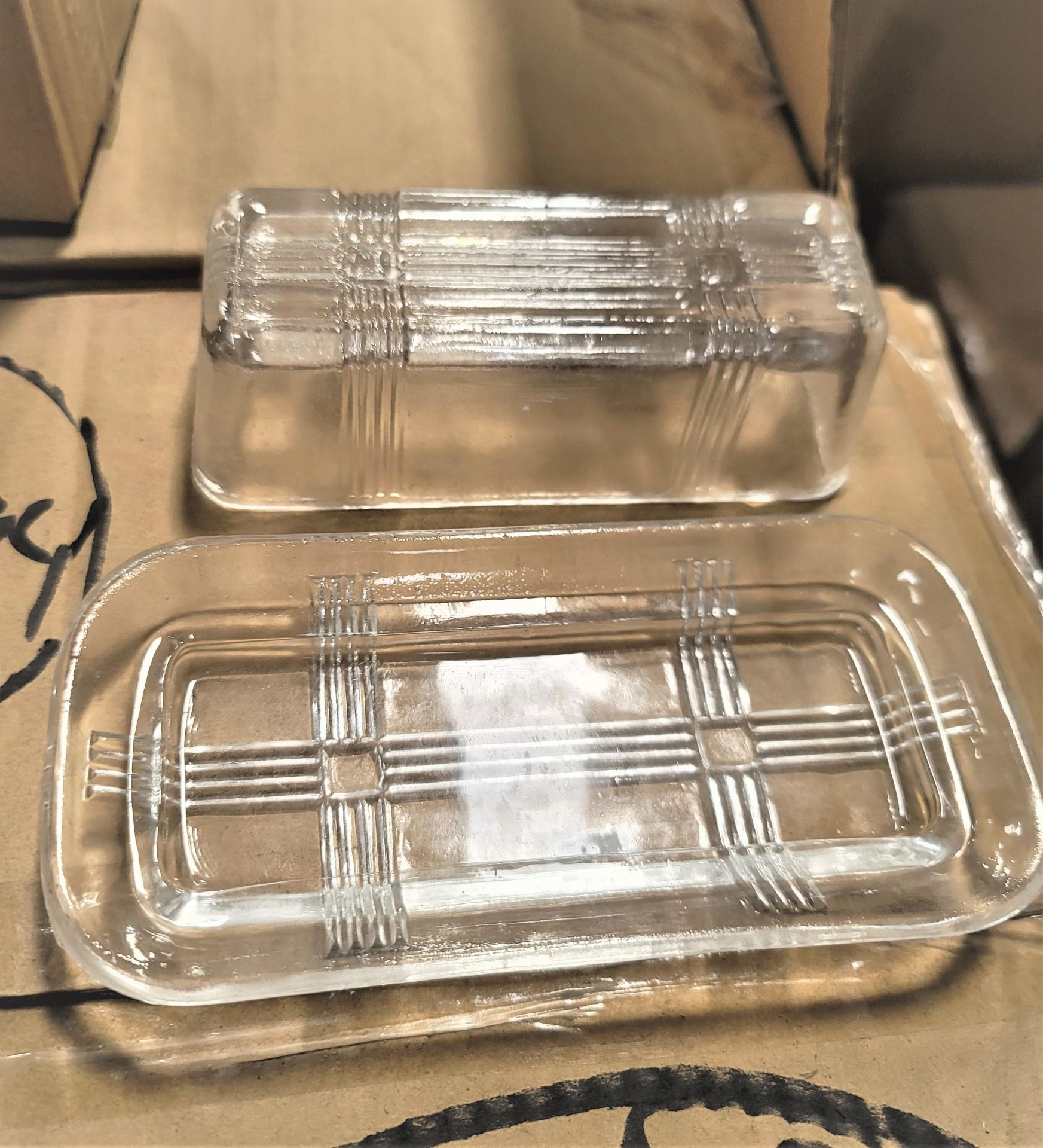 LOT - PALLET OF (384) GLASS BUTTER DISH, (16 CASES/24 PER CASE)