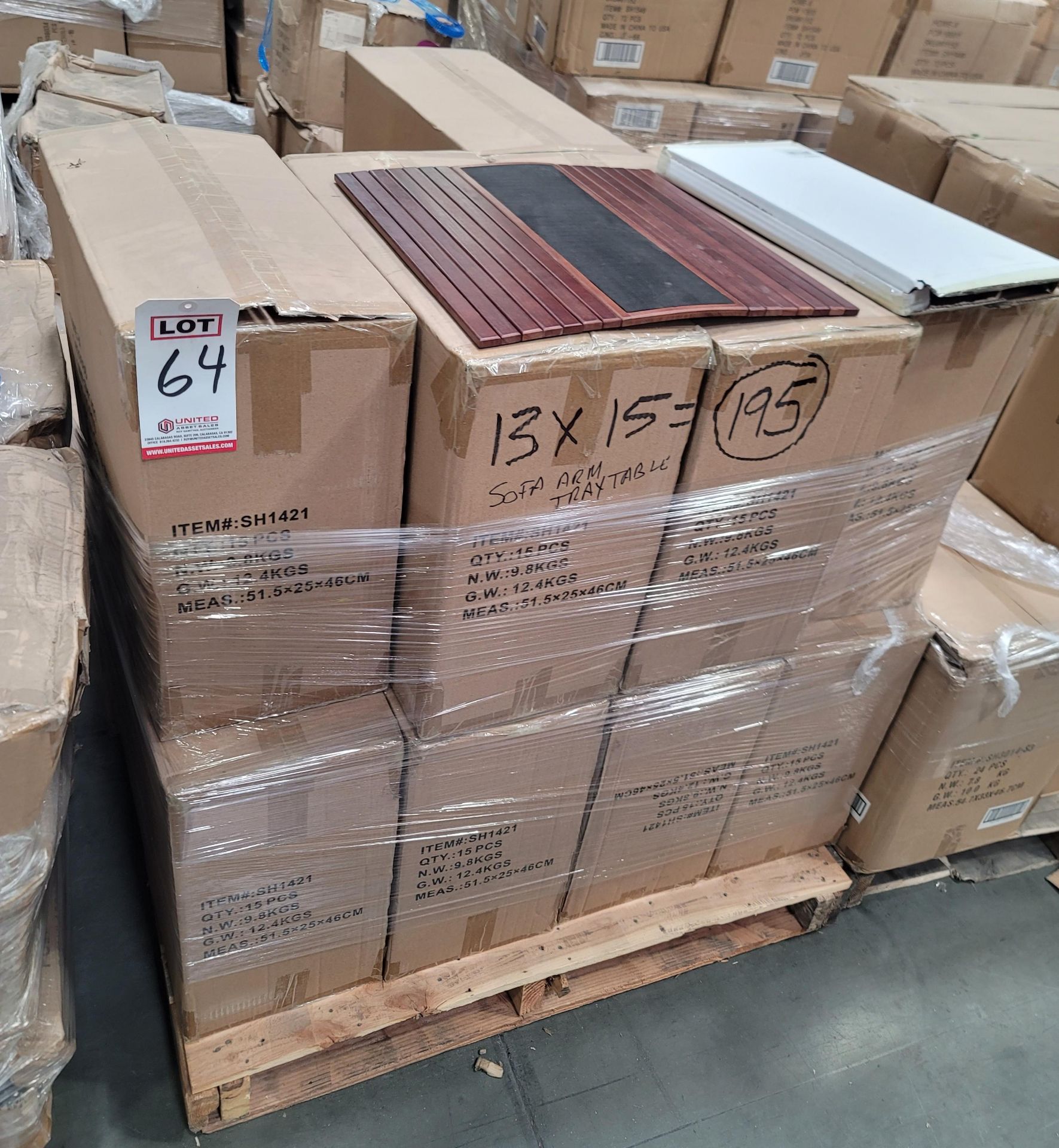 LOT - PALLET OF (195) SOFA ARM TRAY TABLE, (13 CASES/15 PER CASE) - Image 3 of 3