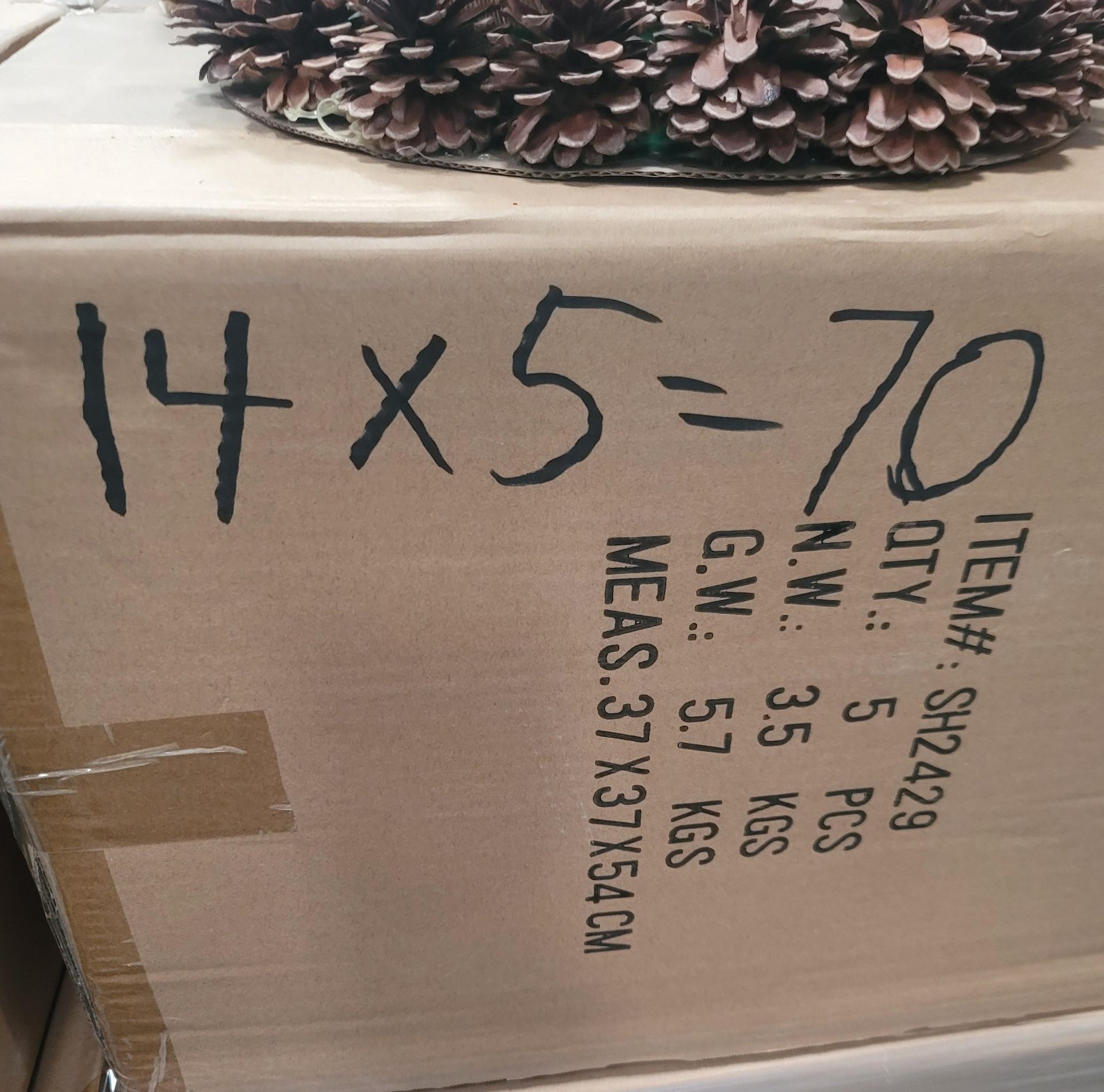 LOT - PALLET OF (70) 13" PINECONE WREATH, (14 CASES/5 PER CASE) - Image 2 of 4