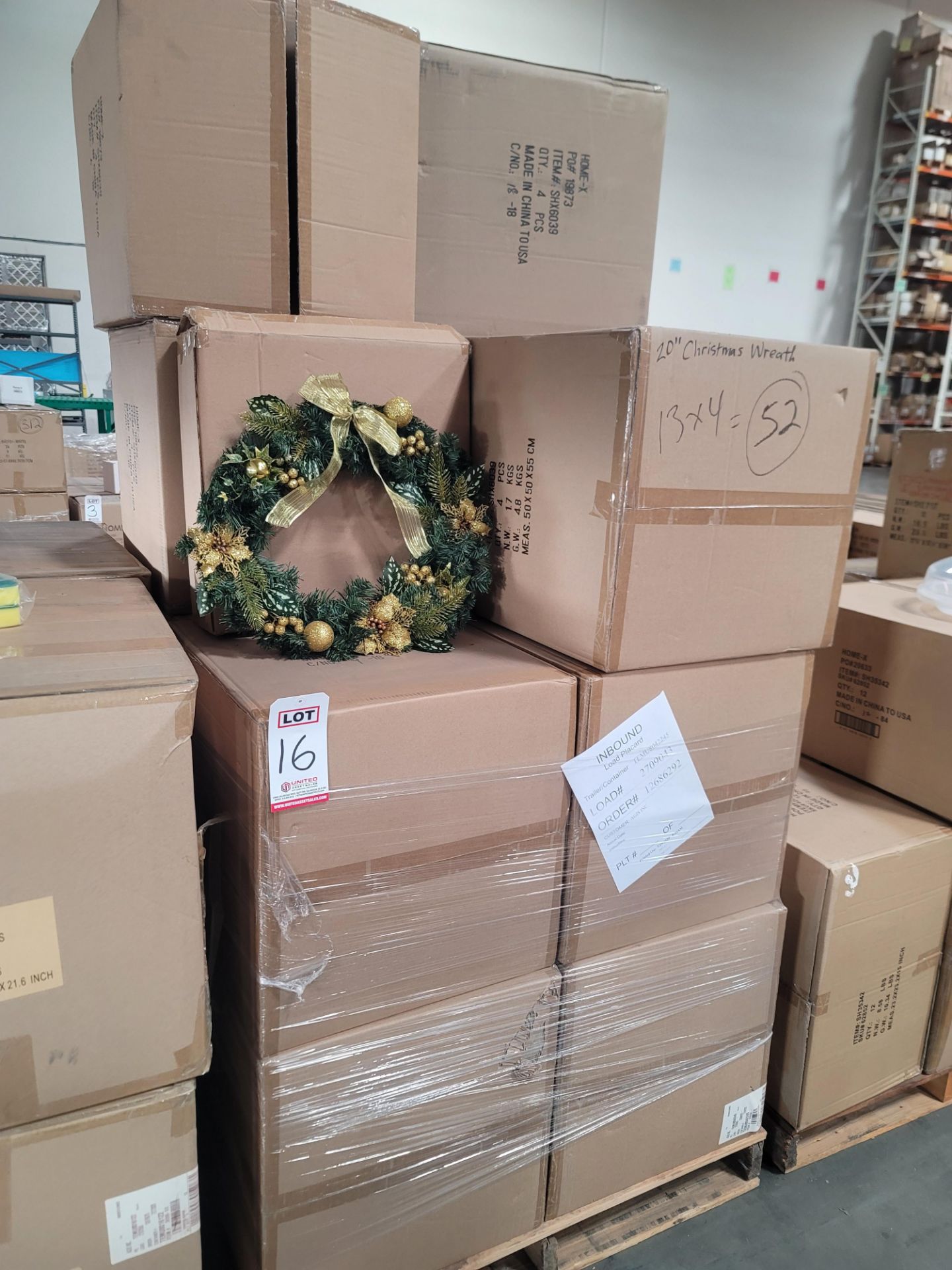 LOT - PALLET OF (52) 18" CHRISTMAS WREATH, (13 CASES/4 PER CASE) - Image 4 of 4