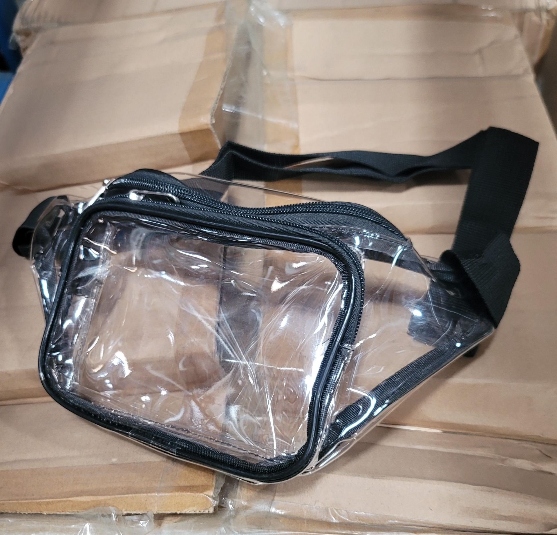 LOT - PALLET OF (320) CLEAR FANNY PACKS, (4 CASES/60 PER CASE)