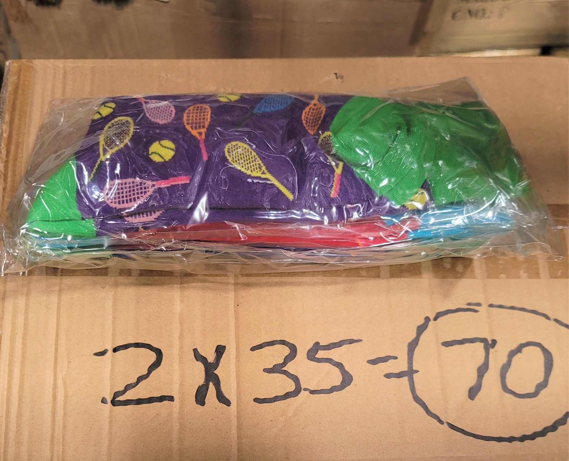 LOT - MIXED PALLET OF (70) 3-PAIR SETS OF FUN SOCKS, (2 CASES/35 SETS PER CASE); (72) PAIRS OF PLUSH