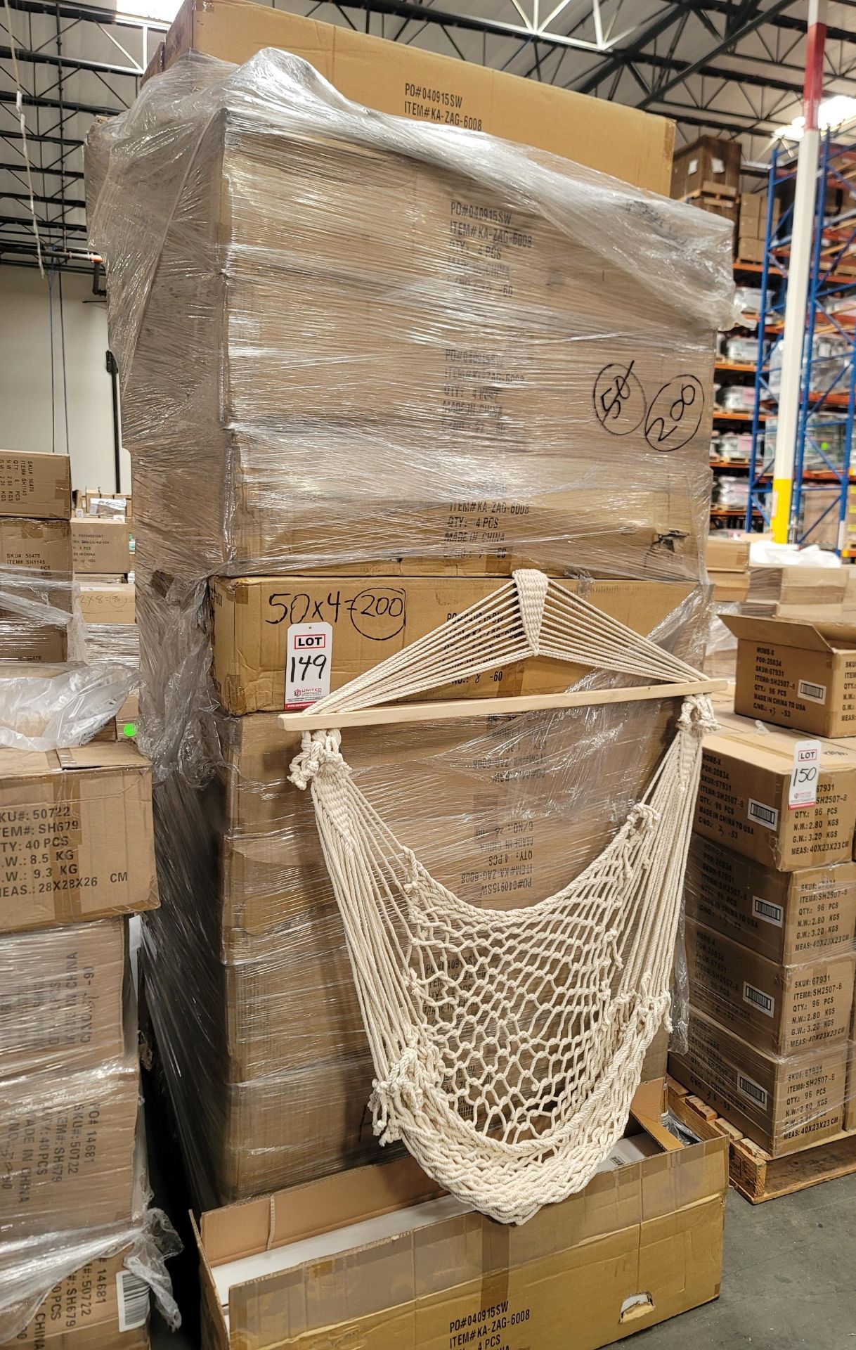 LOT - PALLET OF (200) COTTON HAMMOCK CHAIR, (50 CASES/4 PER CASE) - Image 4 of 4