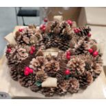 LOT - PALLET OF (40) 14" PINE CONE CHRISTMAS WREATH, (8 CASES/5 PER CASE)