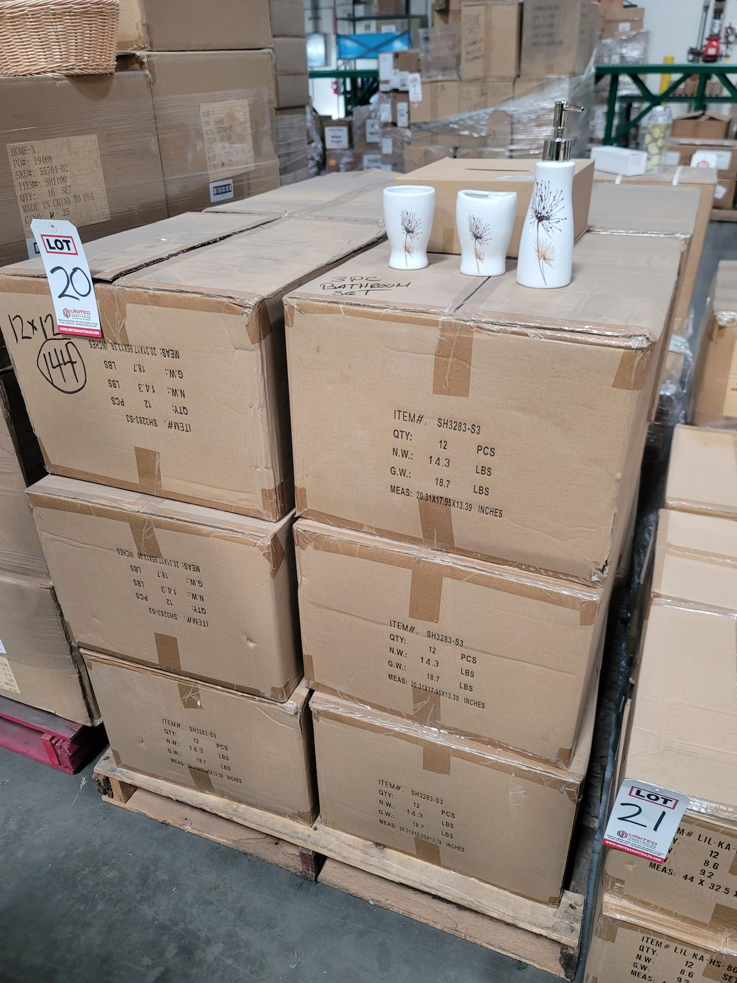 LOT - PALLET OF (144) 3-PC CERAMIC BATHROOM SET, (12 CASES/12 PER CASE) - Image 4 of 4