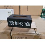 LOT - PALLET OF (480) "GOD BLESS YOU" TISSUE BOX HOLDER, (20 CASES/24 PER CASE)