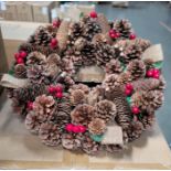 LOT - PALLET OF (75) 16" PINE CONE CHRISTMAS WREATH, (15 CASES/5 PER CASE)