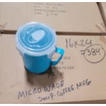 LOT - PALLET OF (384) MICROWAVE SOUP/COFFEE MUG W/ VENTED LID, (16 CASES/24 PER CASE)