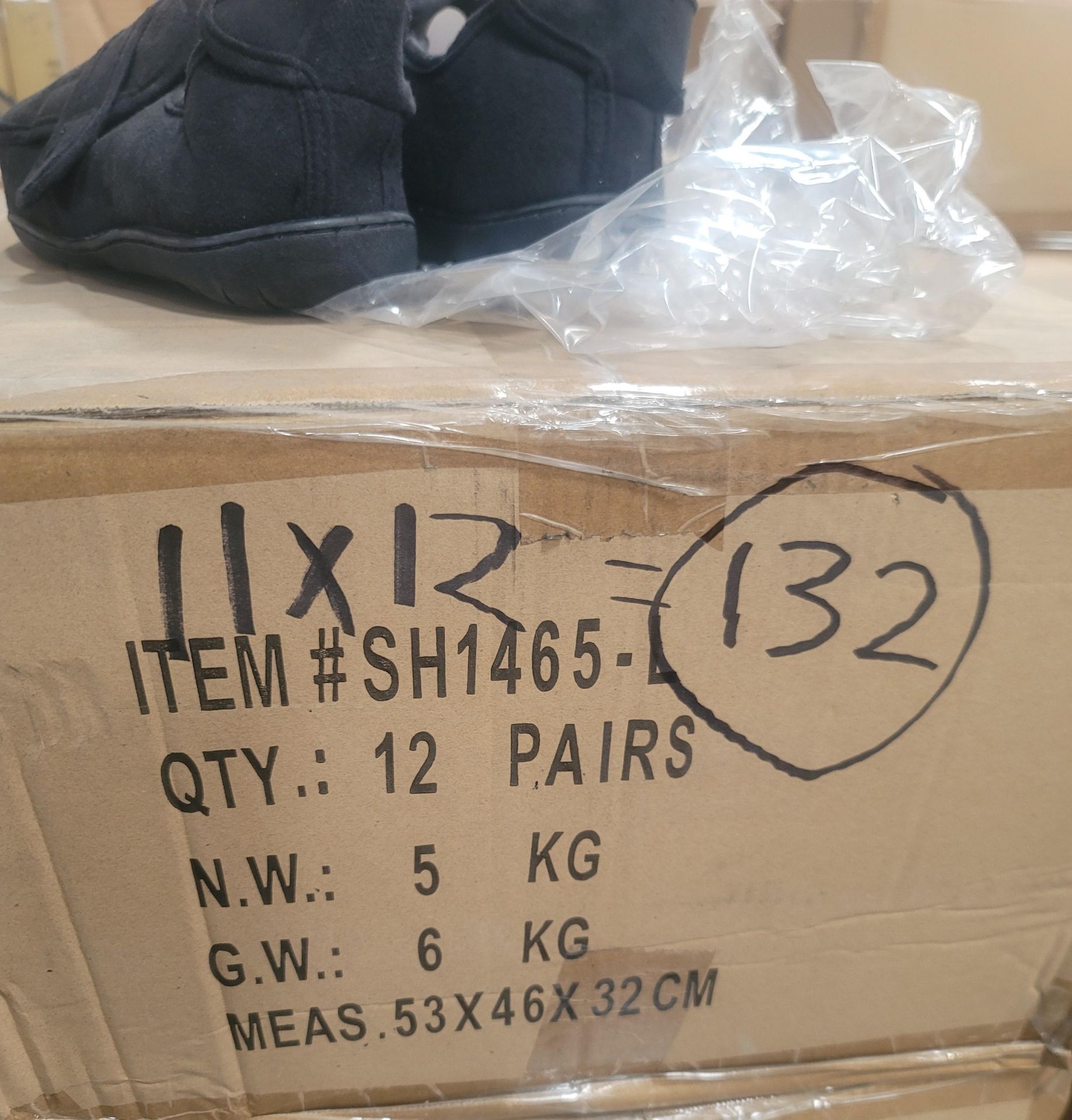LOT - PALLET OF (132) PAIRS OF LARGE SLIPPERS W/ VELCRO ADJUSTMENT ON INSTEP AND HEEL, (11 CASES/ - Image 2 of 3