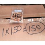 LOT - MIXED PALLET OF (150) OLIVE WOOD ROSARY BEADS, (1 CASE/150 PER CASE); (150) PAIRS OF ELASTIC