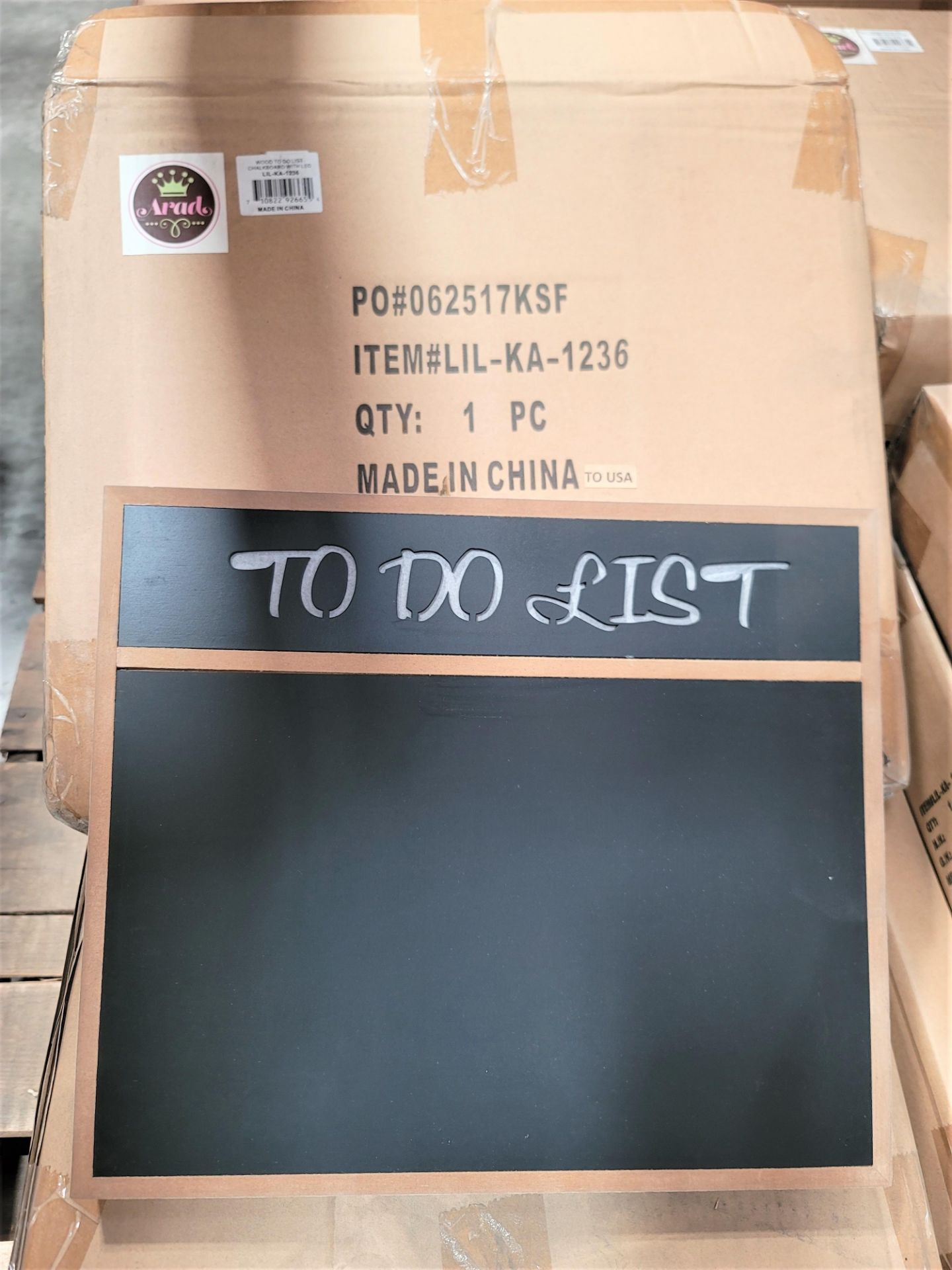 LOT - PALLET OF (33) "TO DO LIST" CHALKBOARD W/ LED, (33 CASES/1 PER CASE)