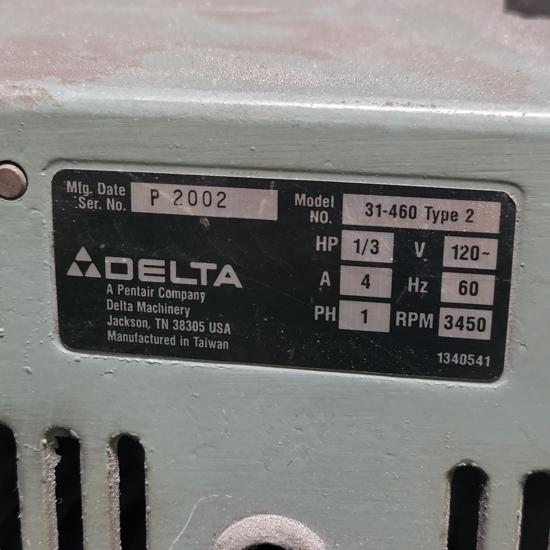 DELTA 4" BELT/6" DISC SANDER, MODEL 31-460 TYPE 2, 120V, SINGLE PHASE, 1/3 HP, S/N P 2002 - Image 4 of 4