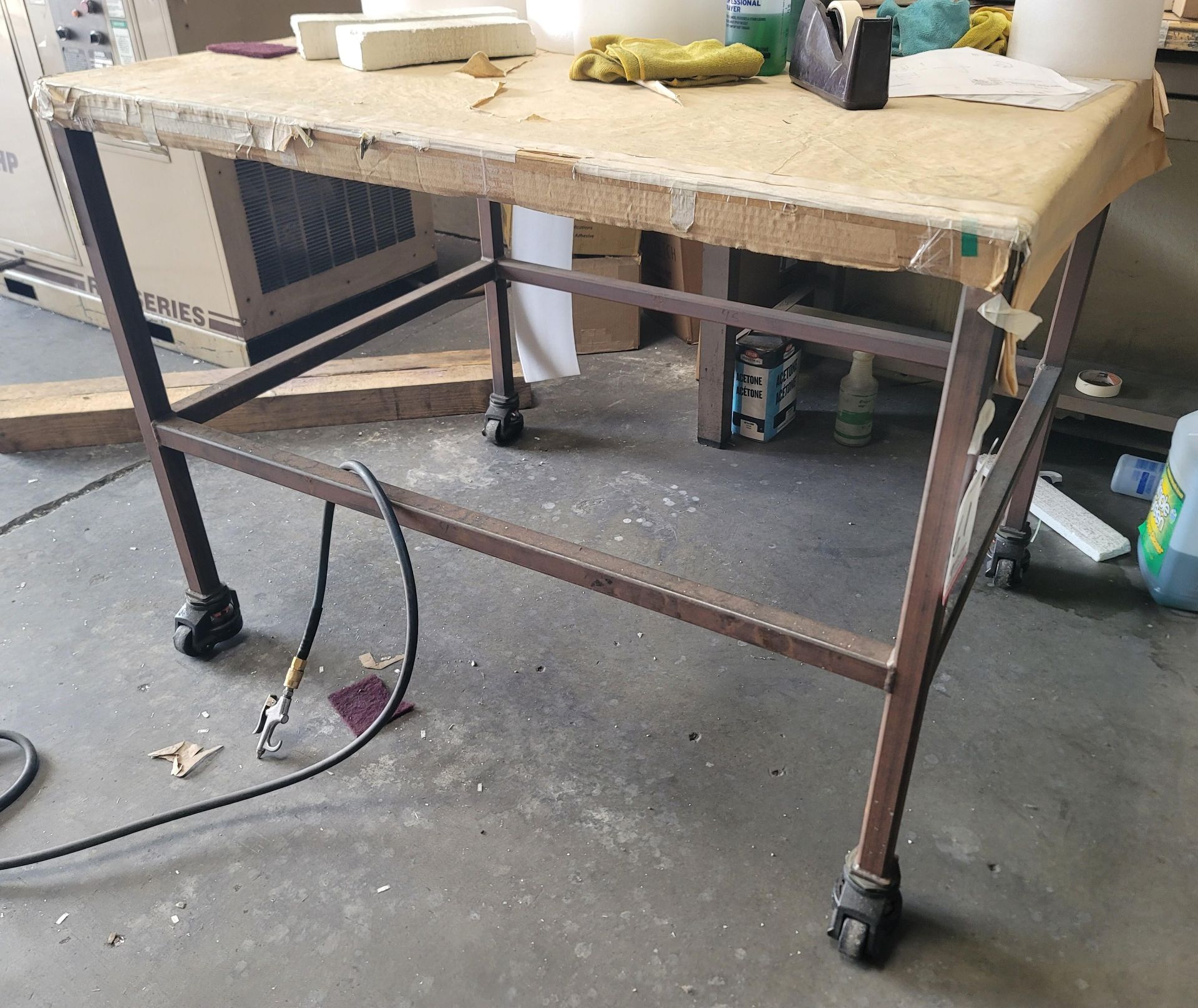 PORTABLE WORK TABLE/CART, 48" X 36" X 36" HT, CONTENTS NOT INCLUDED