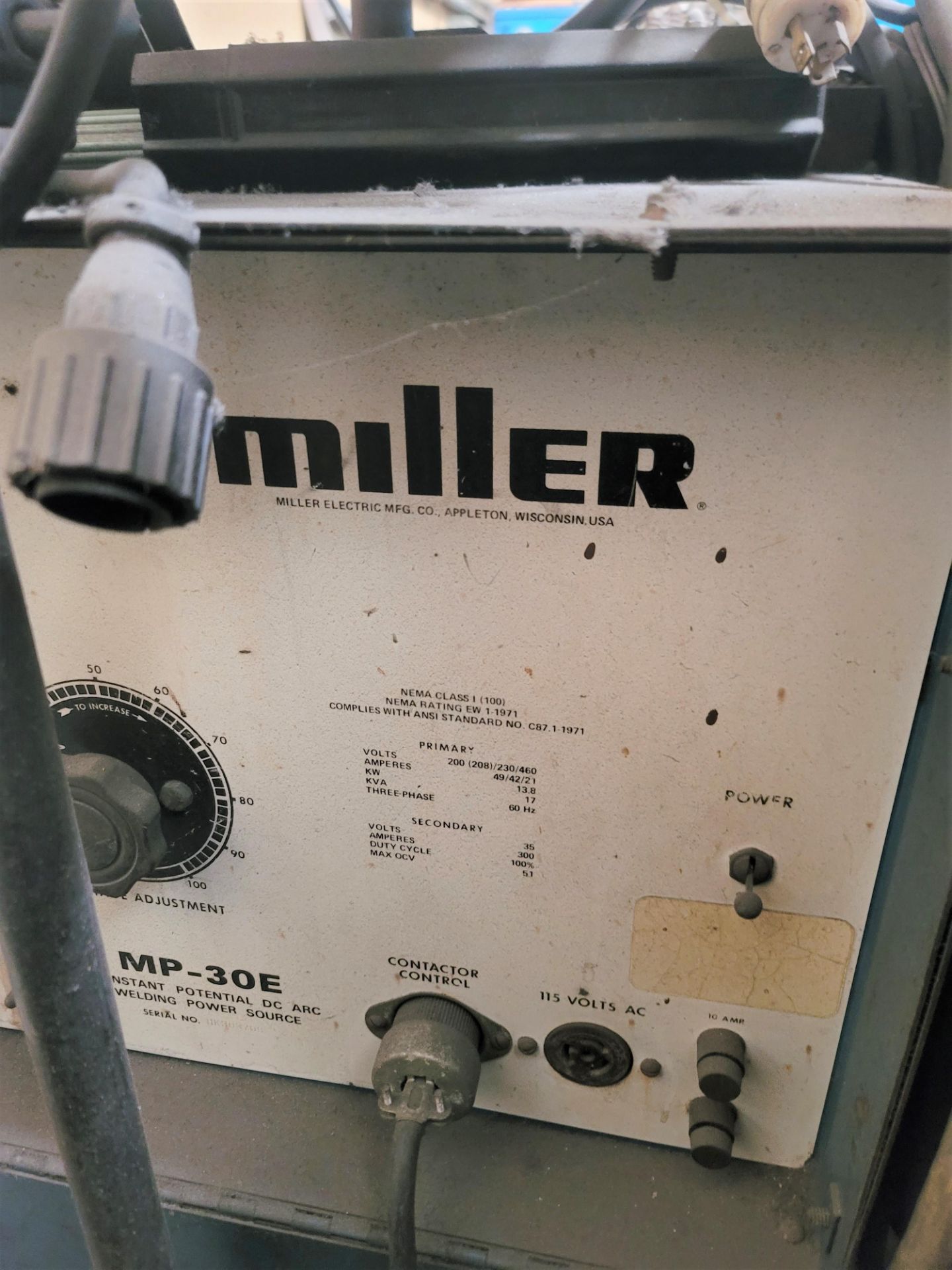 MILLER MP-30E WELDING POWER SOURCE, W/ MILLERMATIC 30A WIRE FEEDER - Image 3 of 3