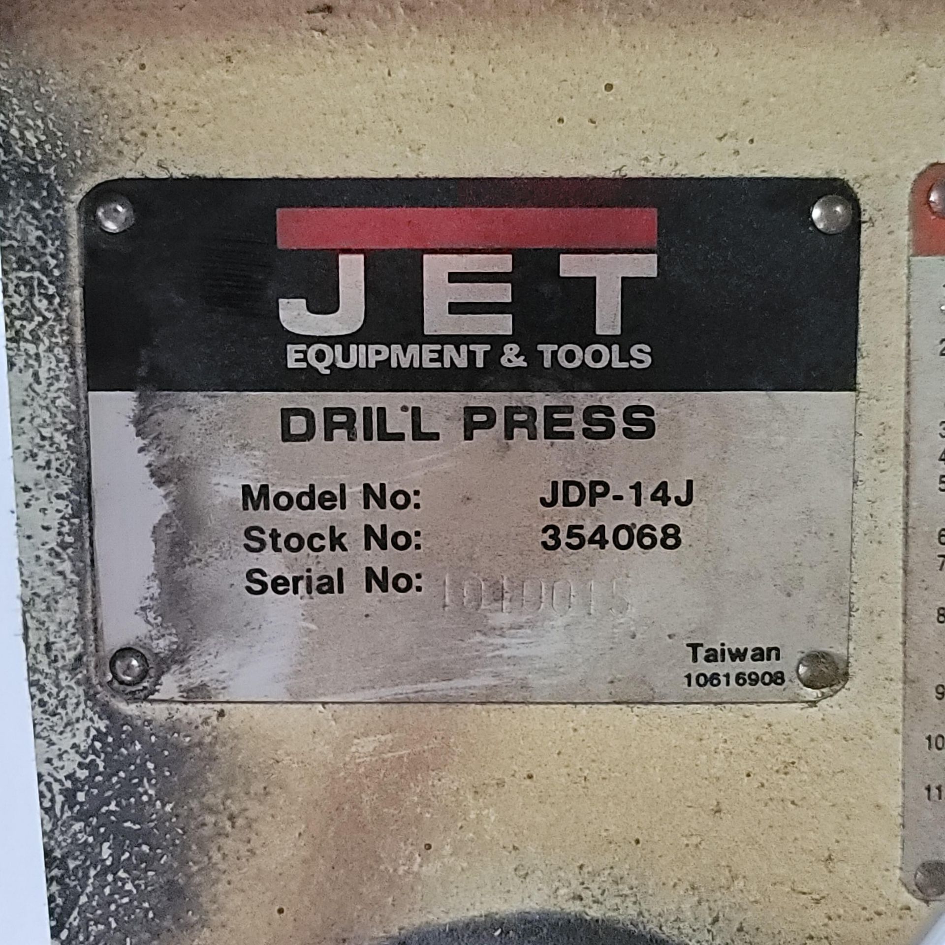 JET 14" BENCH DRILL PRESS, MODEL JDP-14J, 1/2" CHUCK, 115V, SINGLE PHASE, 1/2 HP, 5-SPEEDS, S/N - Image 5 of 5