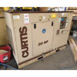 CURTIS ROTARY SCREW TYPE AIR COMPRESSOR, MODEL RS20A A-E B101, 20 HP, 150 PSI, APPROX. 47840