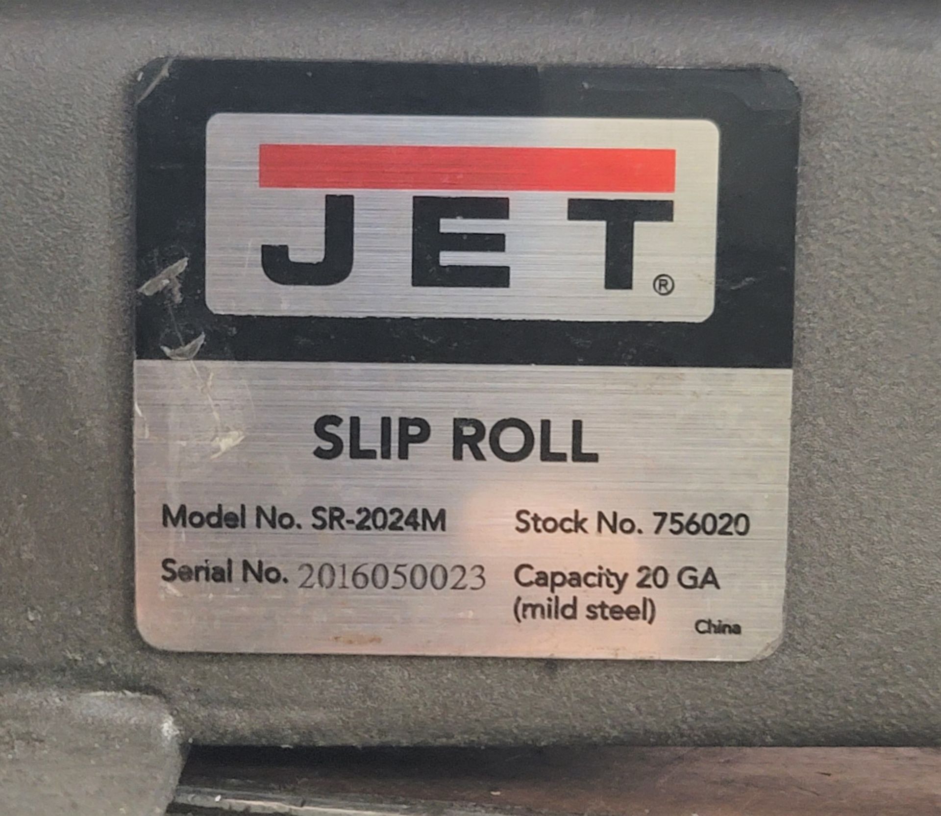 JET 24" SLIP ROLL, MODEL SR-2024M, CAPACITY: 20 GA MILD STEEL, S/N 2016050023 - Image 4 of 4