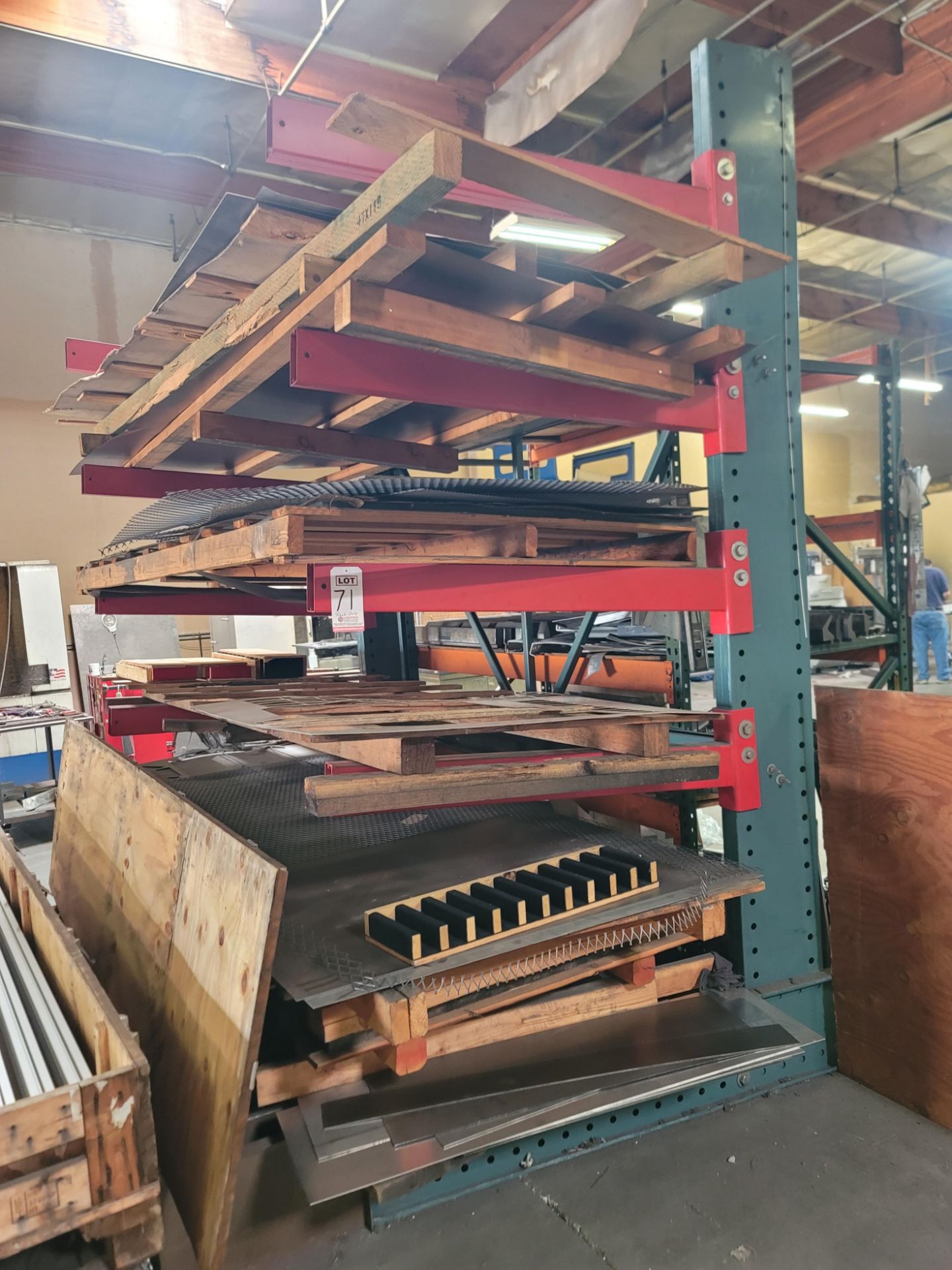 CANTILEVER MATERIAL RACK, 8' X 4' X 10' HT, CONTENTS NOT INCLUDED