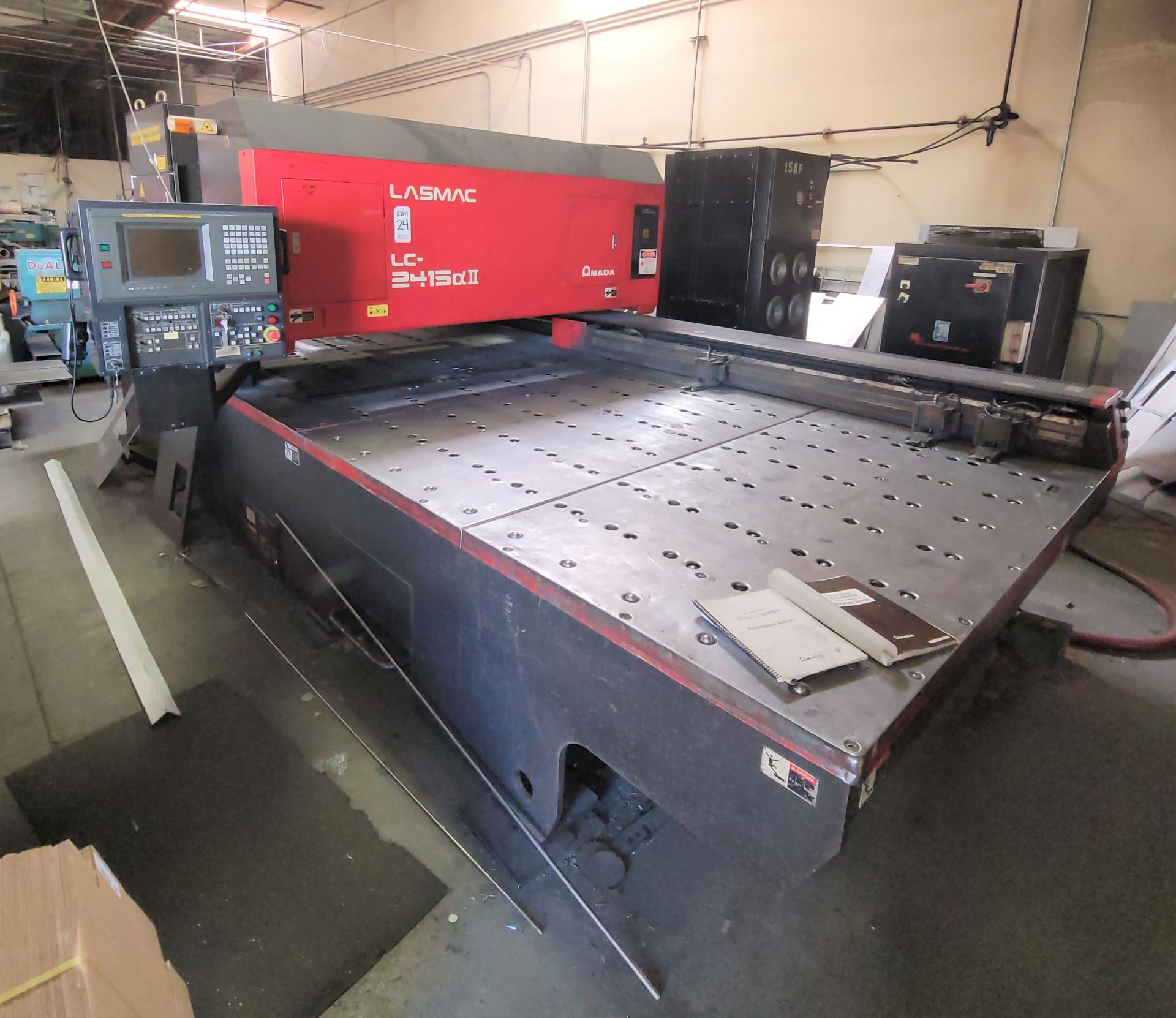 1998 AMADA LASMAC LC2415A2 CNC C02 LASER, FANUC SERIES 16-L CNC CONTROL, 2000-WATT, 3.0 KW